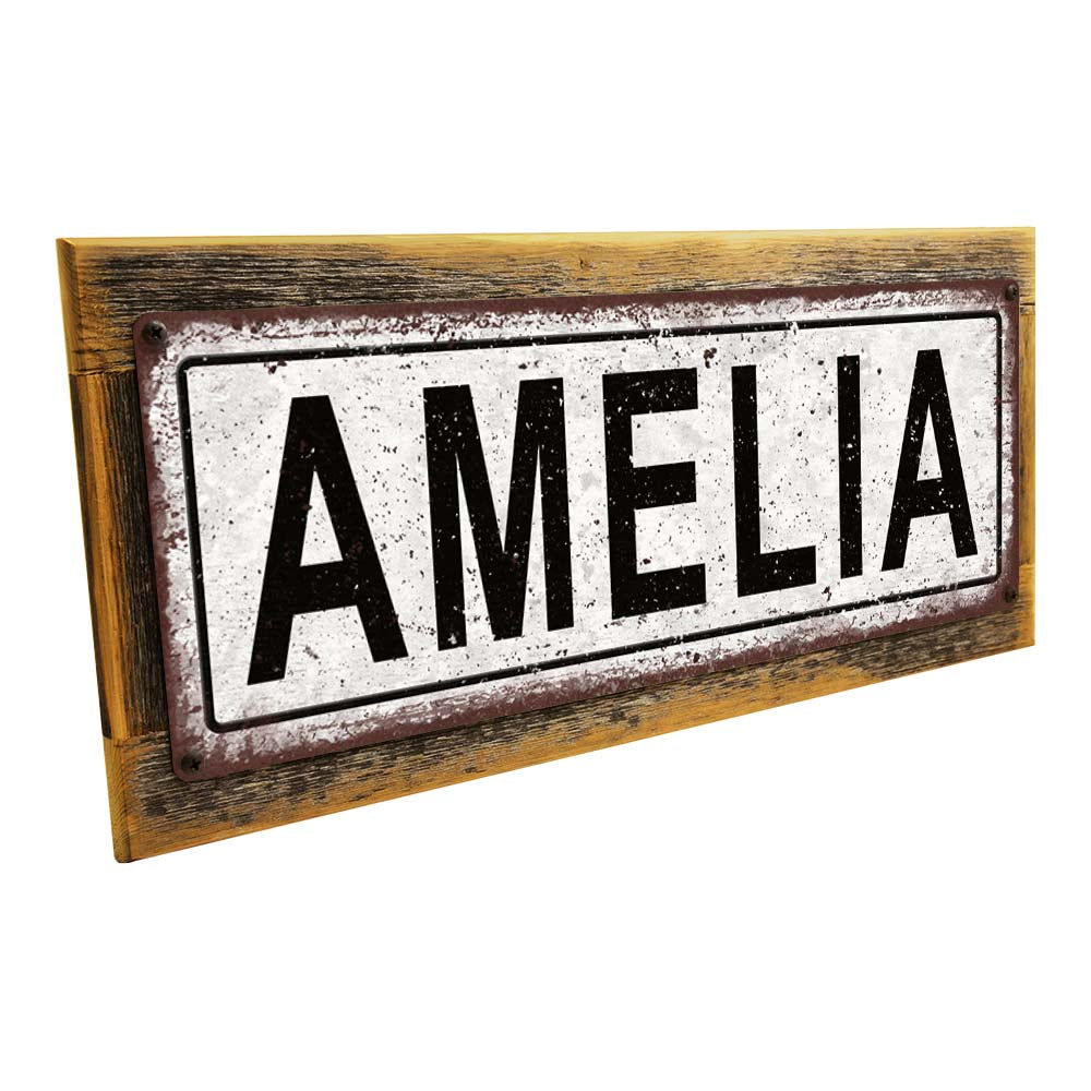 Framed Amelia Metal Sign