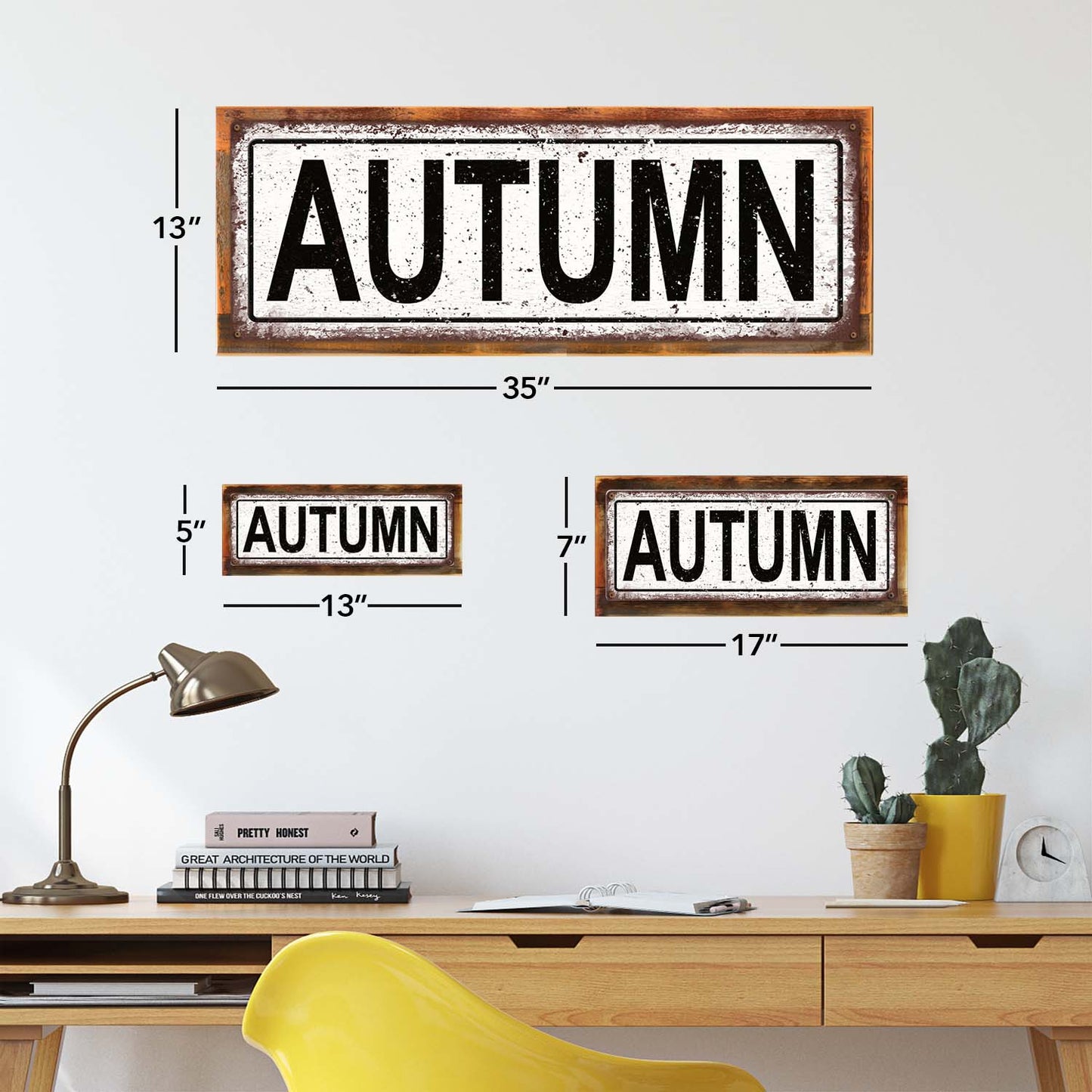 Photo showing relative proportions of different framed product sizes