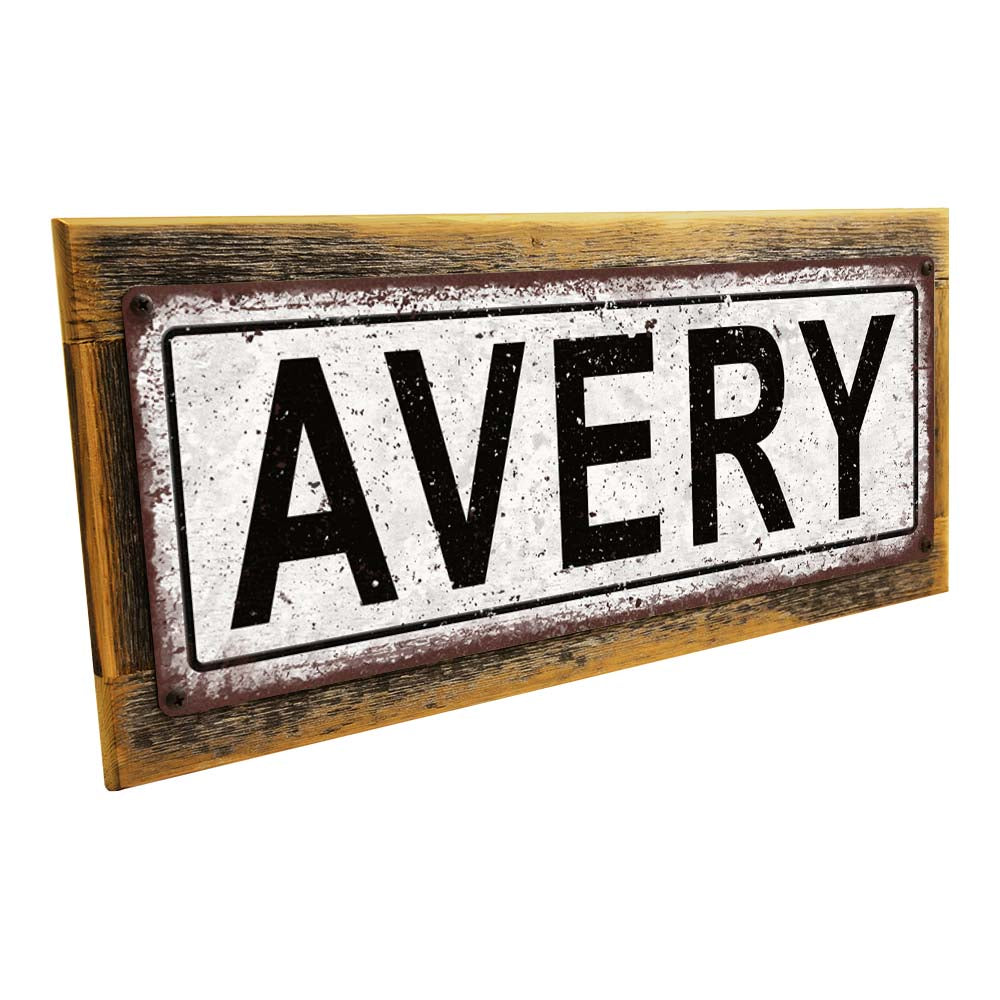 Framed Avery Metal Sign