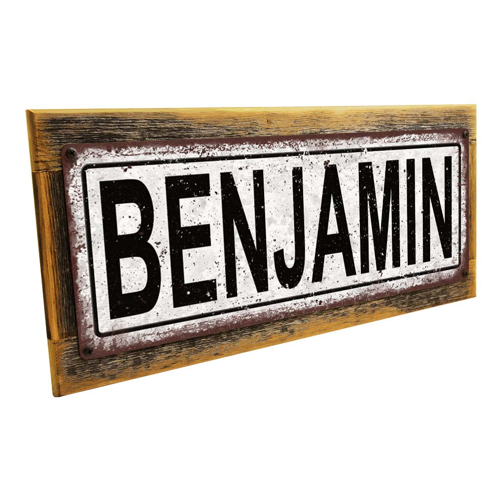 Framed Benjamin Metal Sign