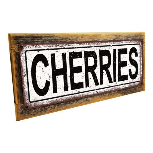 Framed Cherries Metal Sign