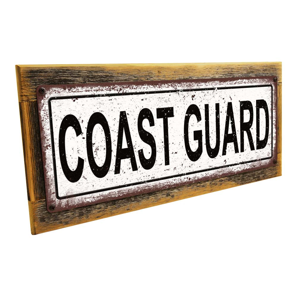 Framed Coast Guard Metal Sign