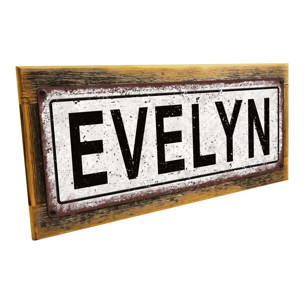 Framed Evelyn Metal Sign