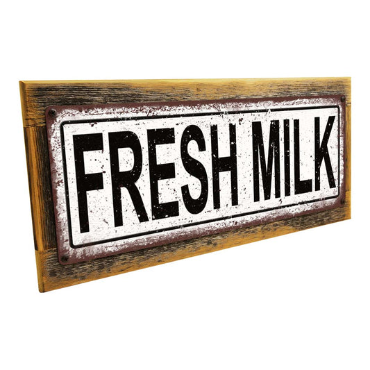 Framed Fresh Milk Metal Sign