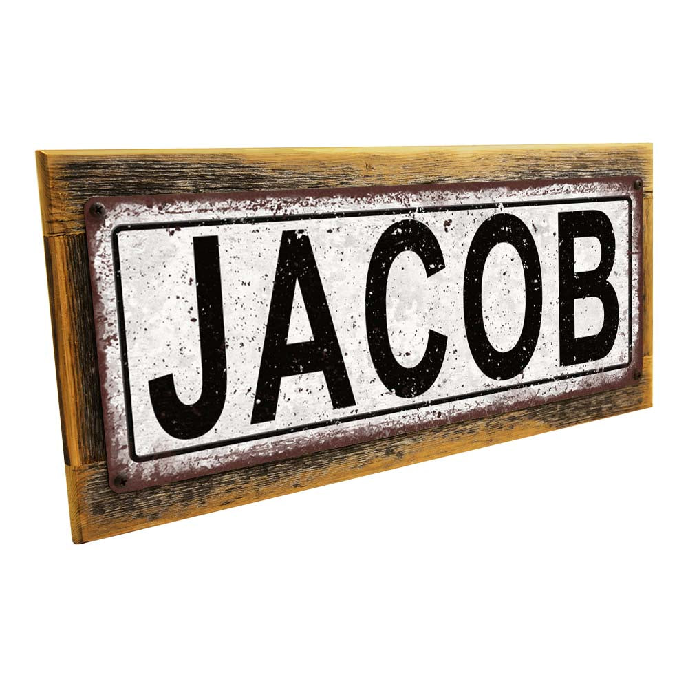 Framed Jacob Metal Sign