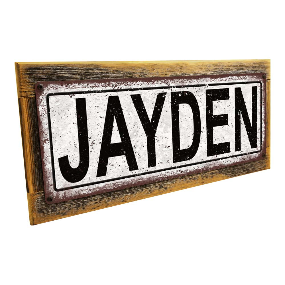 Framed Jayden Metal Sign