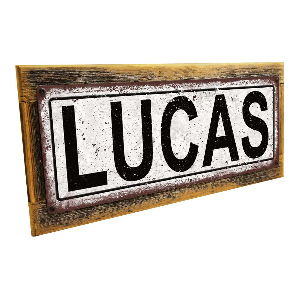 Framed Lucas Metal Sign