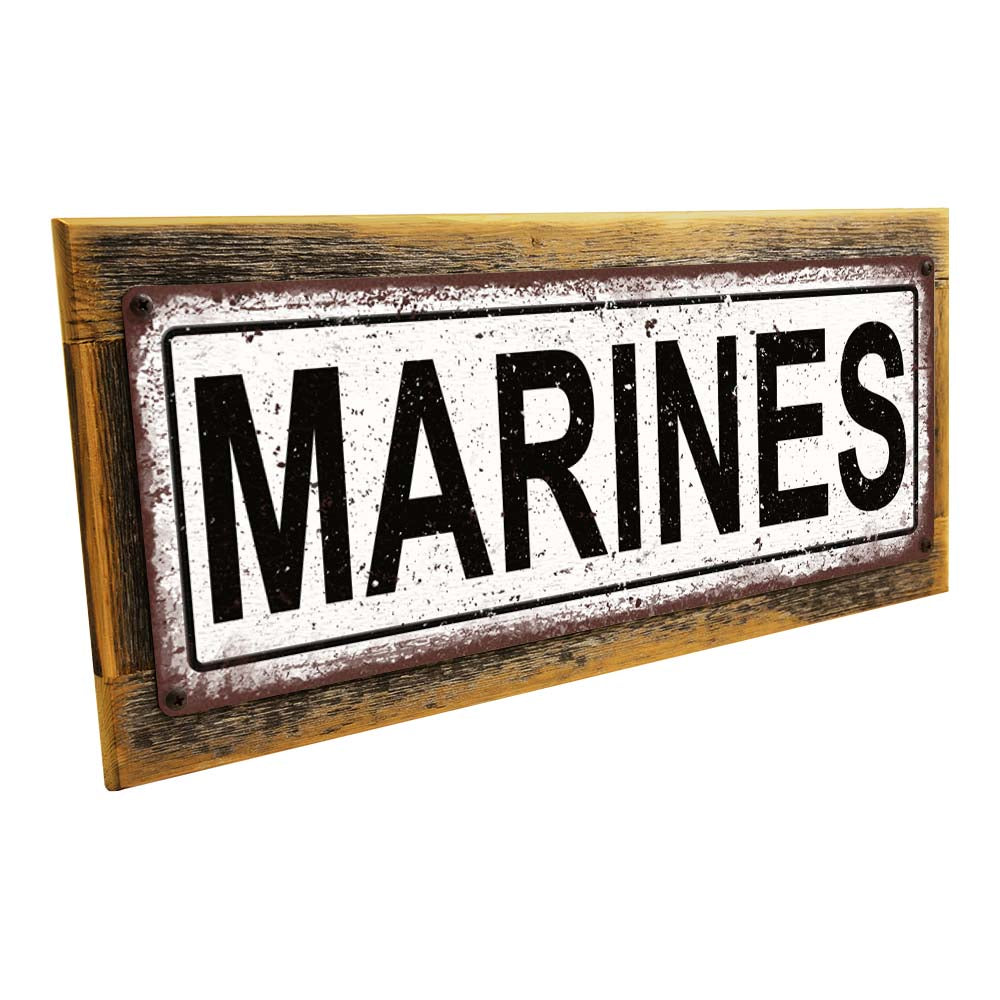 Framed Marines Metal Sign