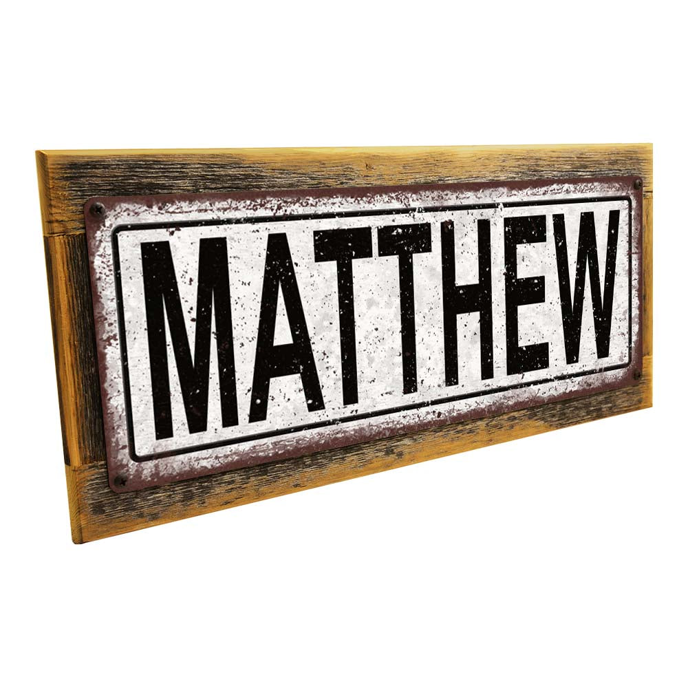 Framed Matthew Metal Sign
