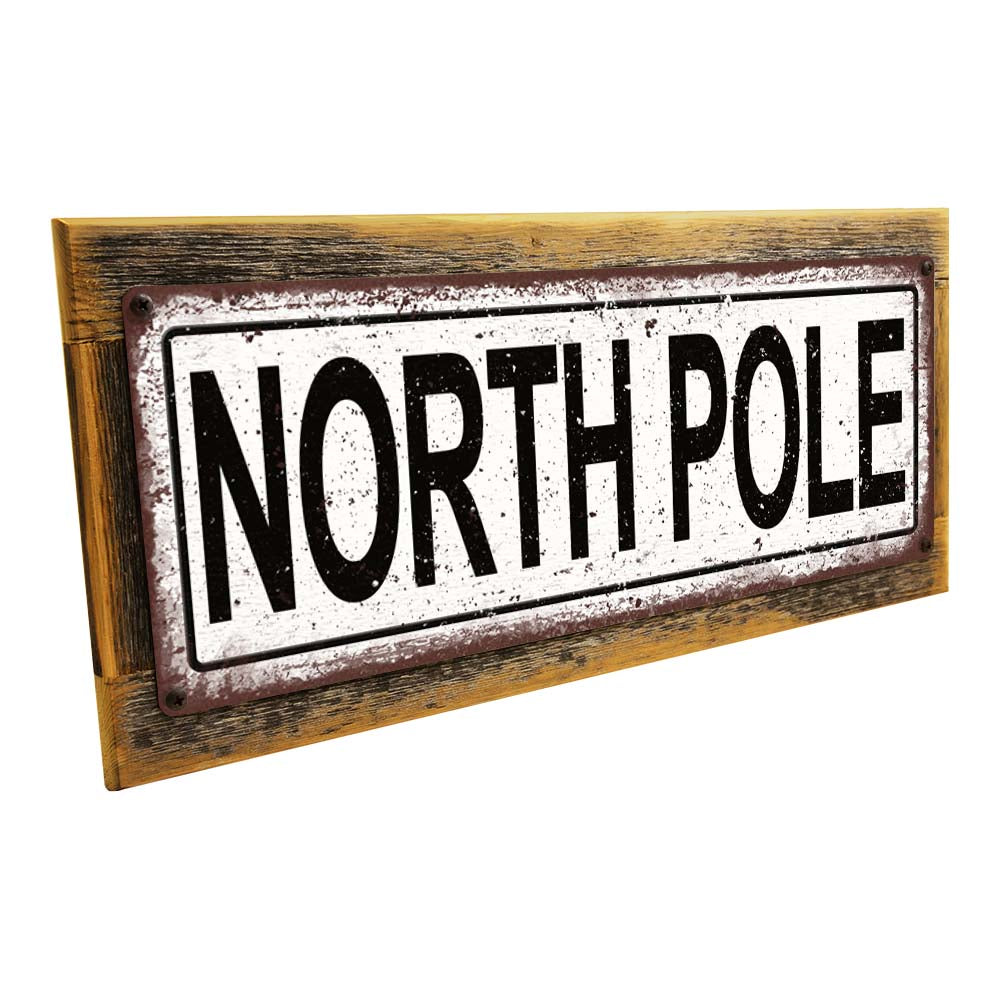 Framed North Pole Metal Sign