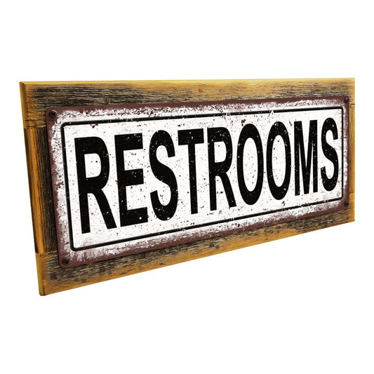 Framed Restrooms Metal Sign