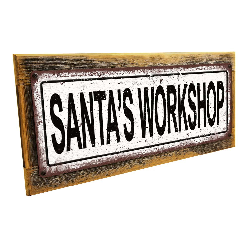 Framed Santa's Workshop Metal Sign