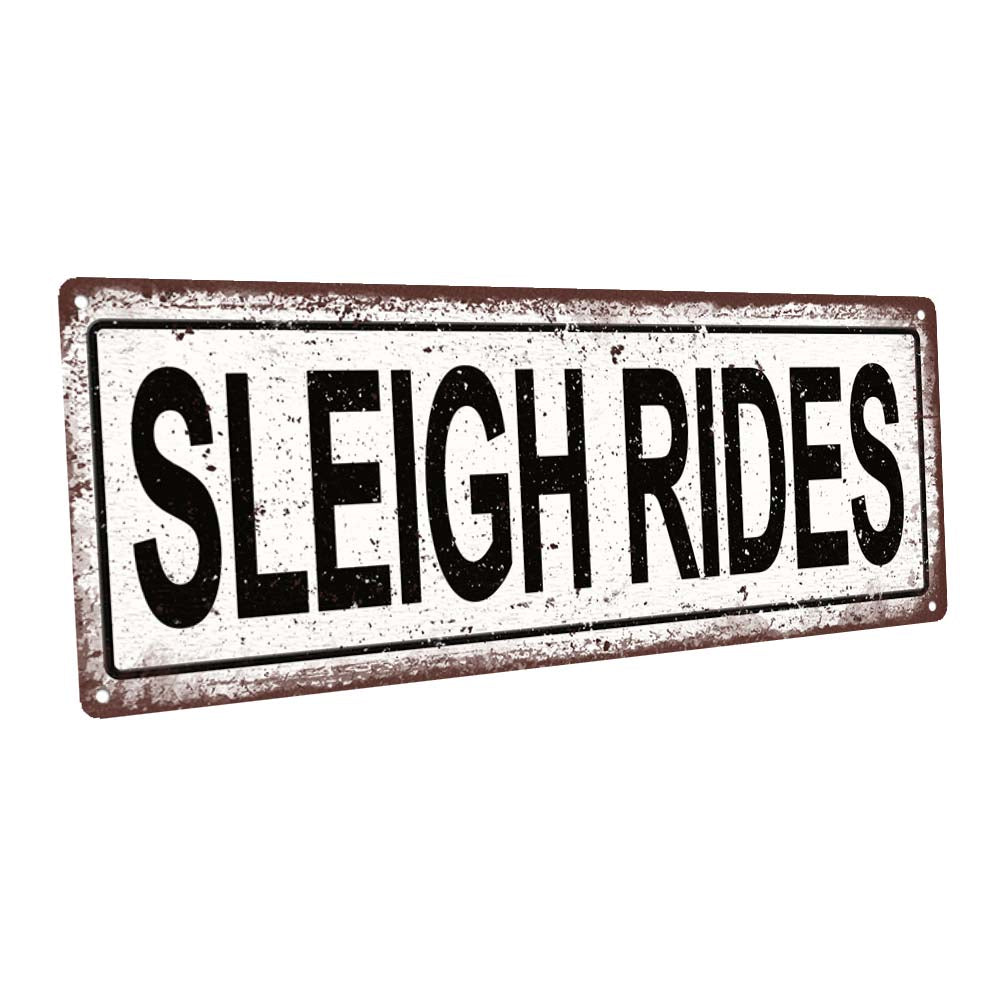 Sleigh Rides Metal Sign