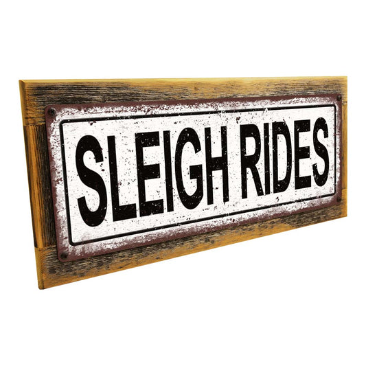 Framed Sleigh Rides Metal Sign