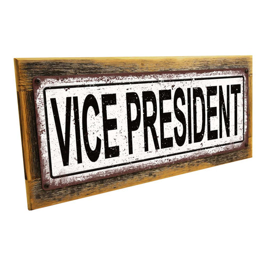 Framed Vice President Metal Sign
