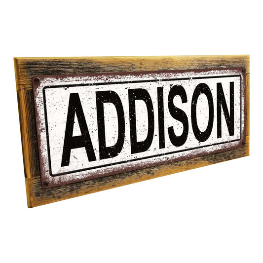 Framed Addison Metal Sign