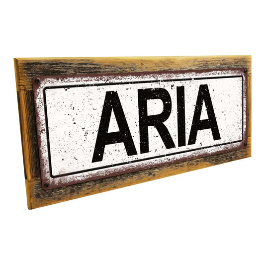 Framed Aria Metal Sign