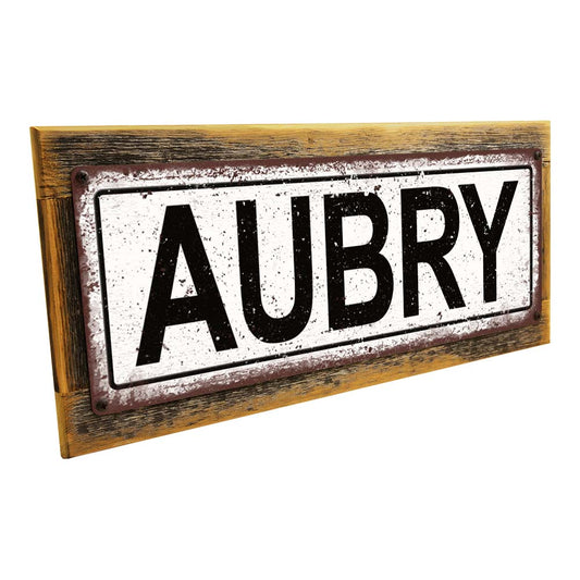 Framed Aubry Metal Sign
