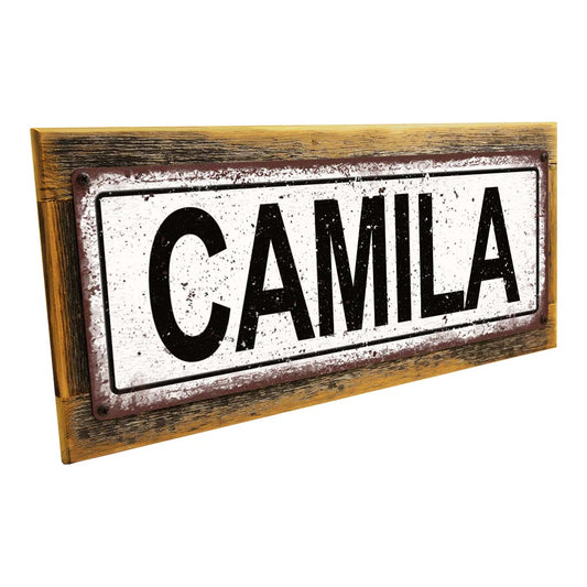 Framed Camila Metal Sign