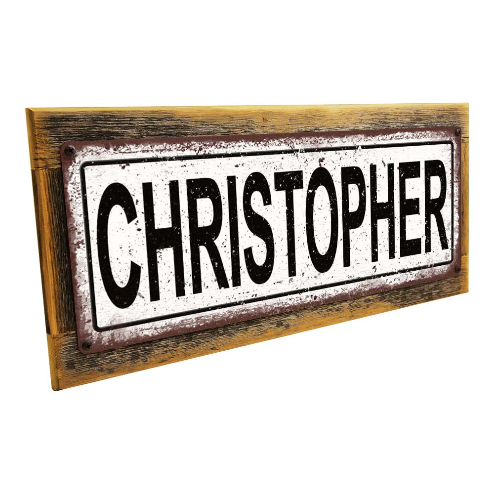 Framed Christopher Metal Sign