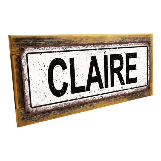 Framed Claire Metal Sign