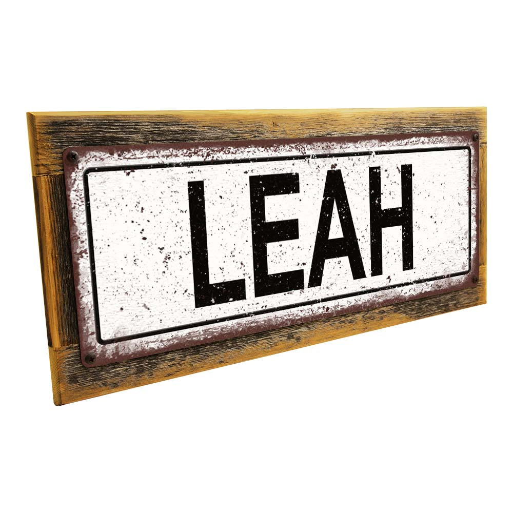 Framed Leah Metal Sign