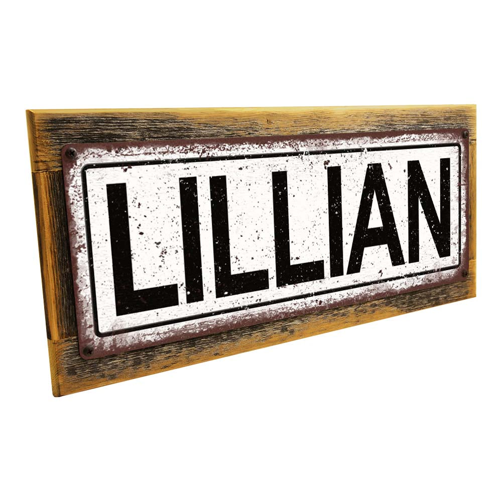 Framed Lillian Metal Sign