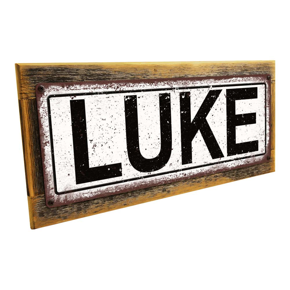 Framed Luke Metal Sign