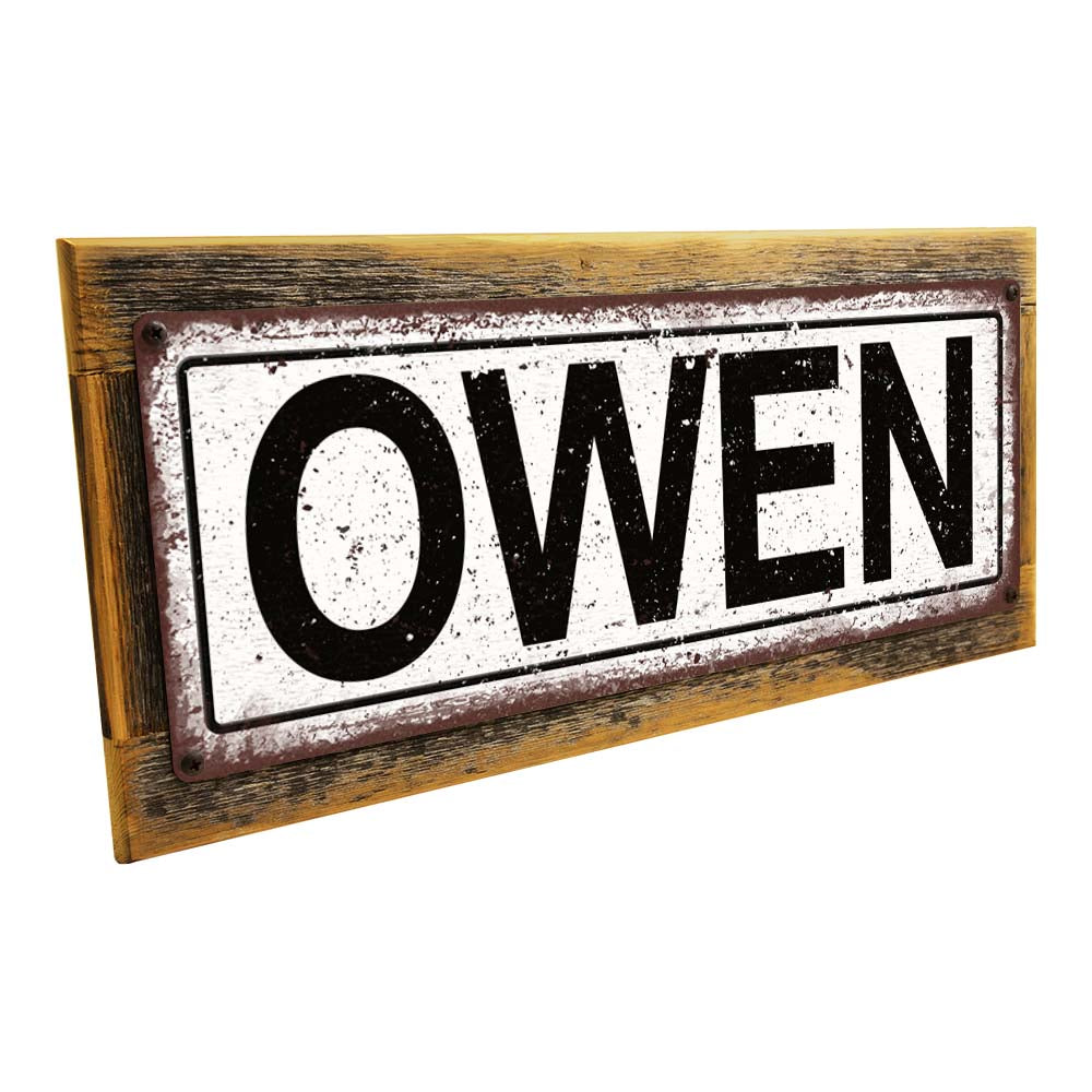 Framed Owen Metal Sign