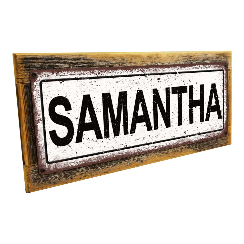 Framed Samantha Metal Sign