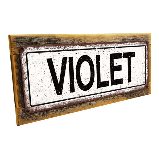 Framed Violet Metal Sign