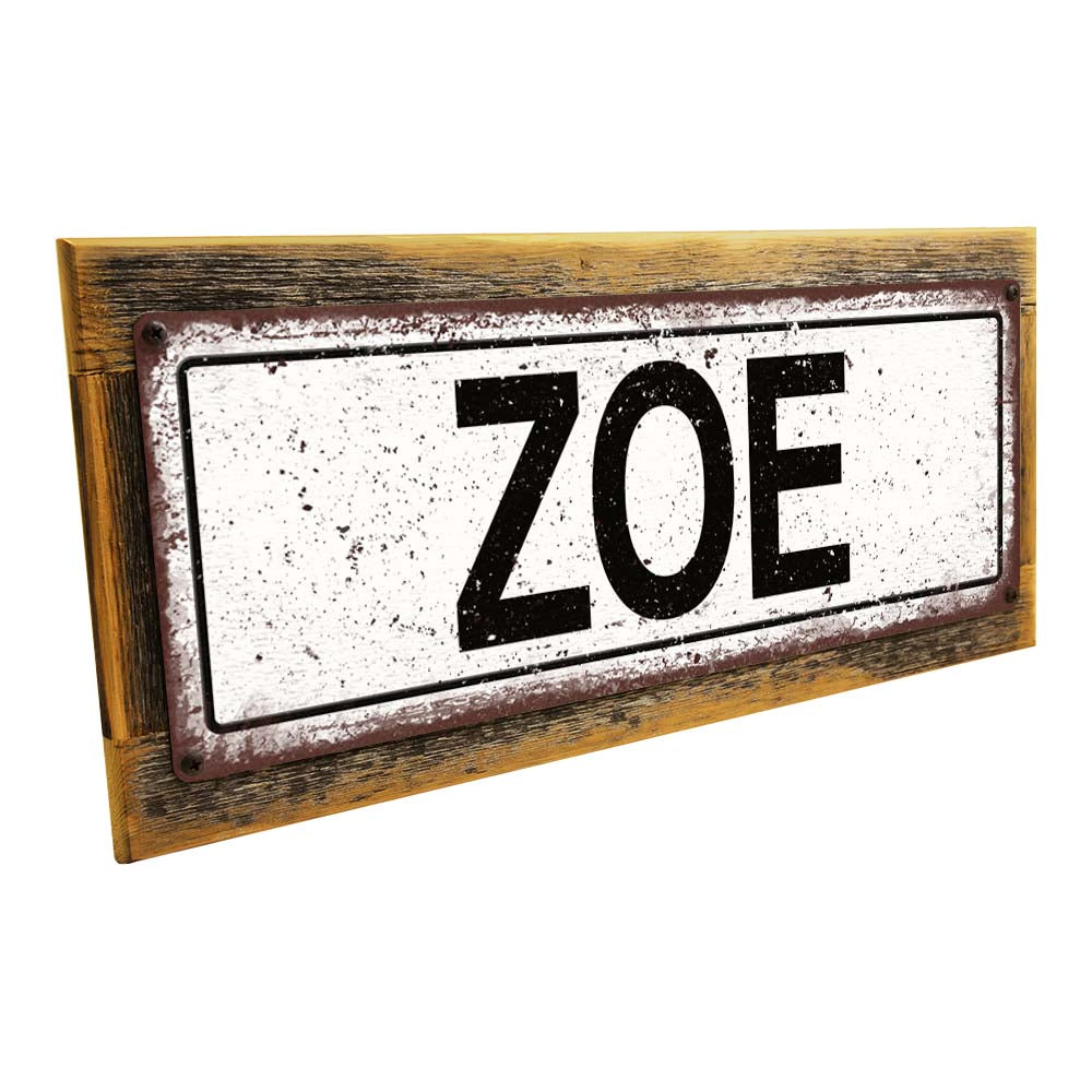 Framed Zoe Metal Sign