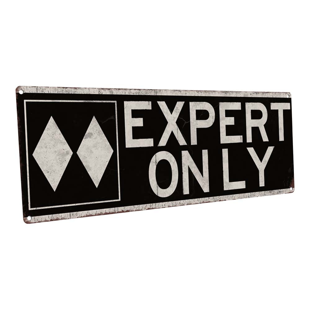 Expert Ski Slope Metal Sign