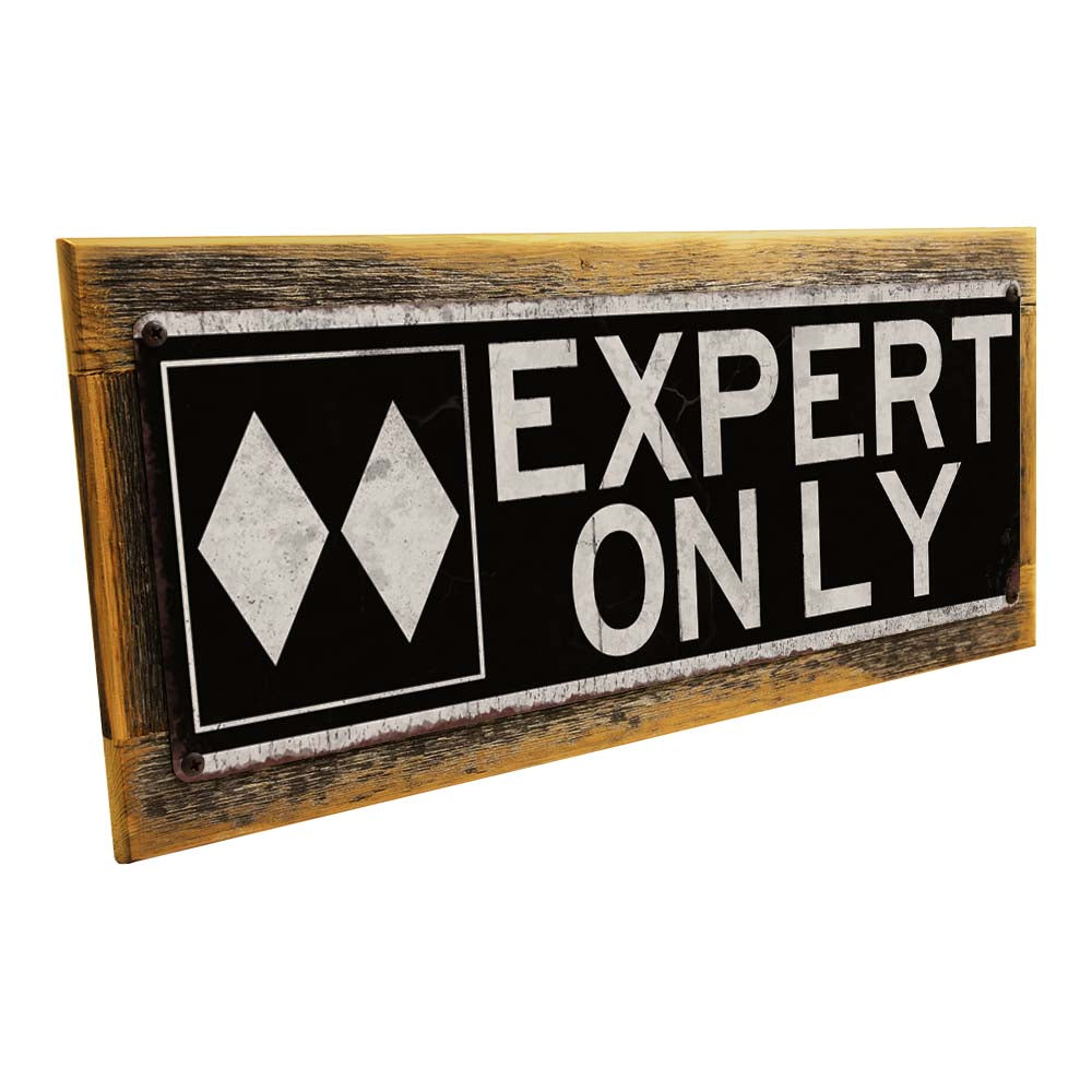 Framed Expert Ski Slope Metal Sign