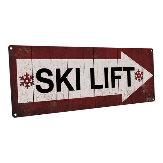 Ski Lift Arrow Metal Sign