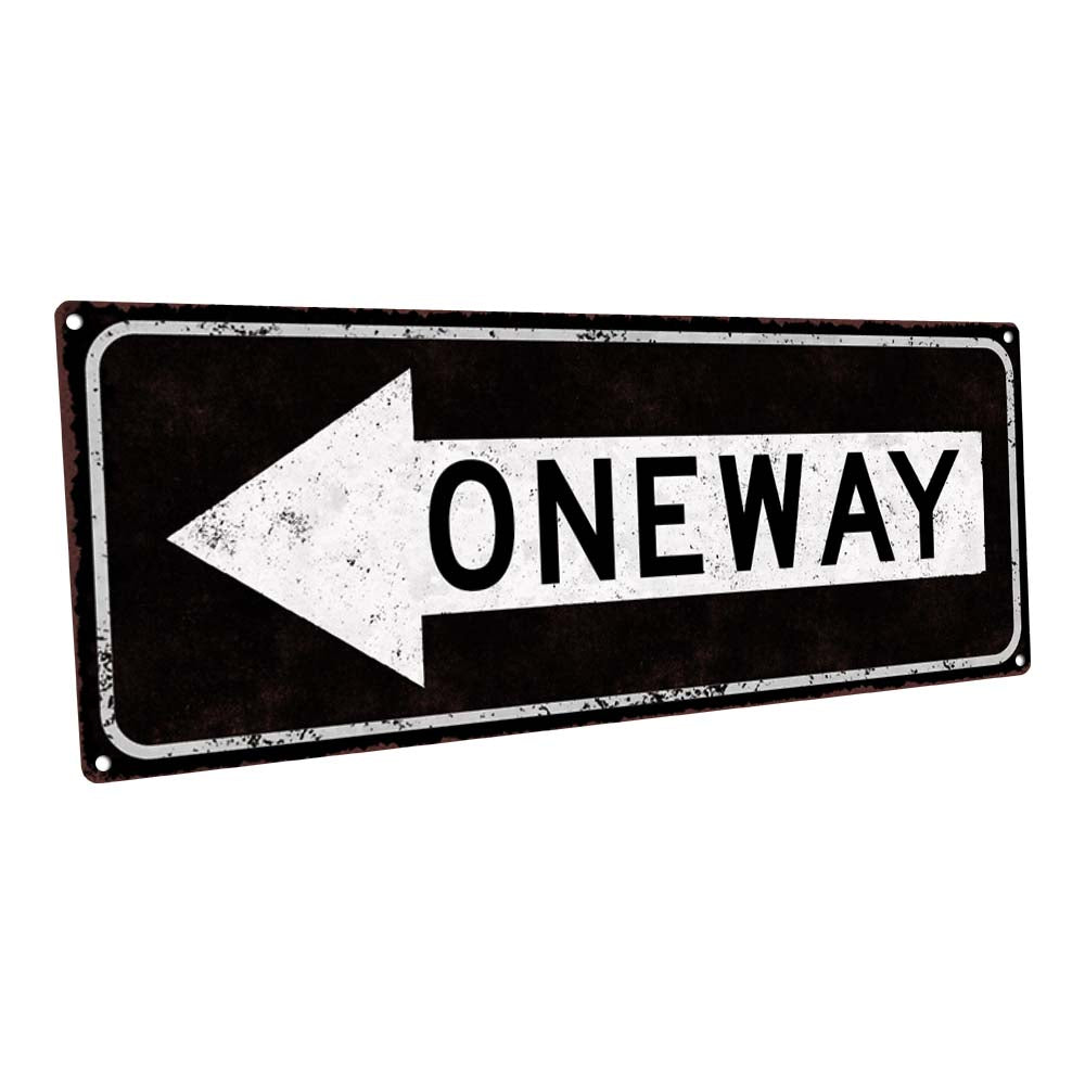 One Way Left Arrow Metal Sign