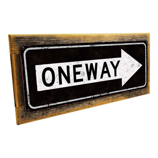 Framed One Way Right Arrow Metal Sign