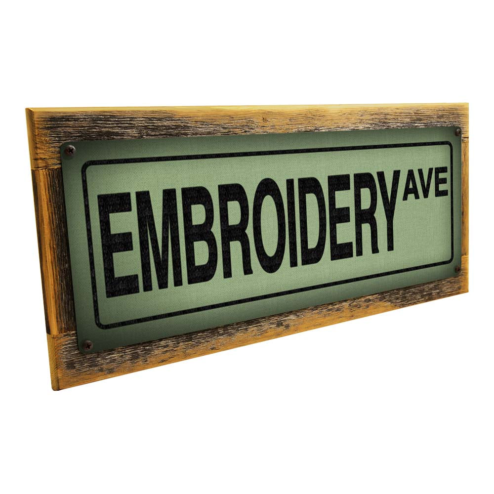 Framed Embroidery Ave Metal Sign