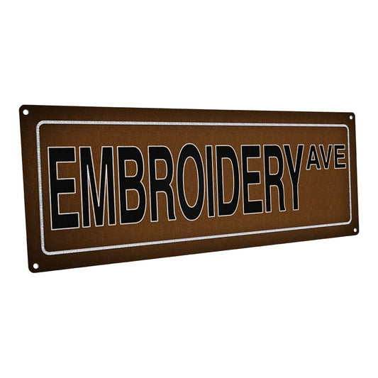 Black And Brown Embroidery Ave Metal Sign