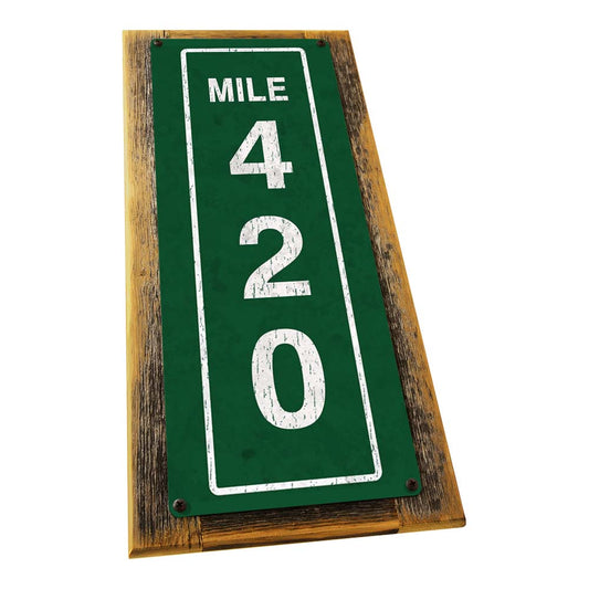 Framed Mile Marker 420 Metal Sign